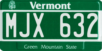 VT license plate MJX632