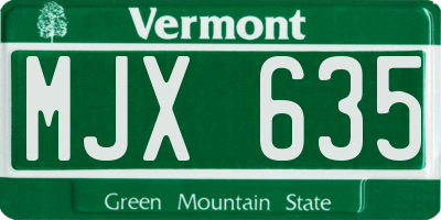 VT license plate MJX635