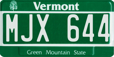 VT license plate MJX644