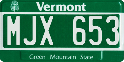 VT license plate MJX653