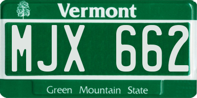 VT license plate MJX662