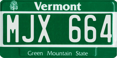 VT license plate MJX664