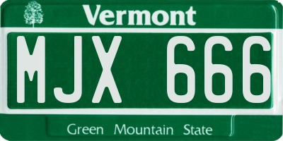 VT license plate MJX666