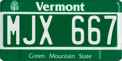 VT license plate MJX667