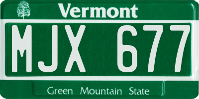 VT license plate MJX677