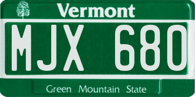 VT license plate MJX680
