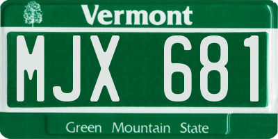 VT license plate MJX681