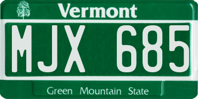 VT license plate MJX685