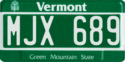 VT license plate MJX689