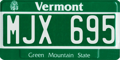 VT license plate MJX695