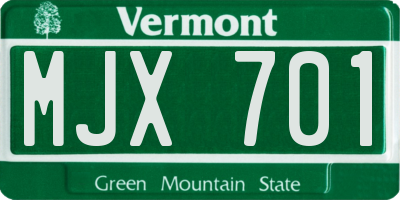 VT license plate MJX701