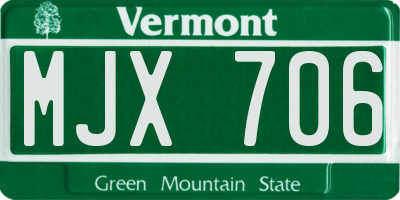 VT license plate MJX706