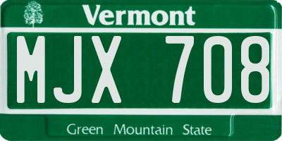 VT license plate MJX708