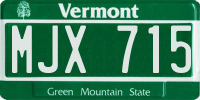 VT license plate MJX715