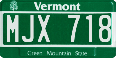 VT license plate MJX718