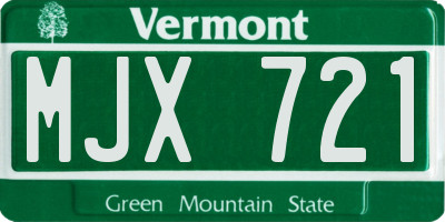 VT license plate MJX721