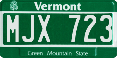 VT license plate MJX723