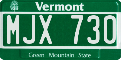 VT license plate MJX730