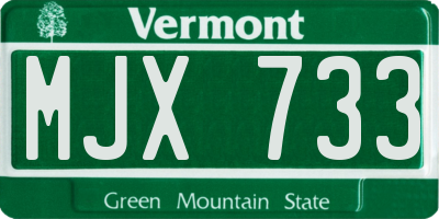 VT license plate MJX733