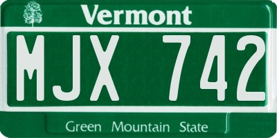 VT license plate MJX742