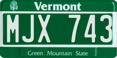 VT license plate MJX743