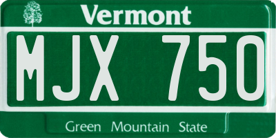 VT license plate MJX750