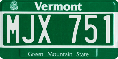 VT license plate MJX751