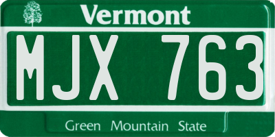 VT license plate MJX763