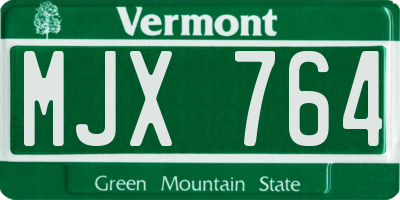 VT license plate MJX764
