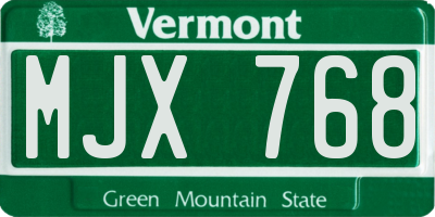 VT license plate MJX768