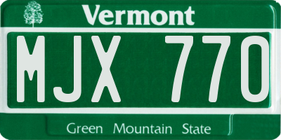 VT license plate MJX770