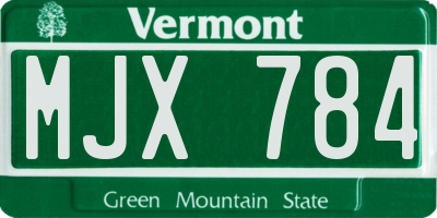 VT license plate MJX784
