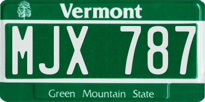 VT license plate MJX787