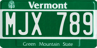 VT license plate MJX789