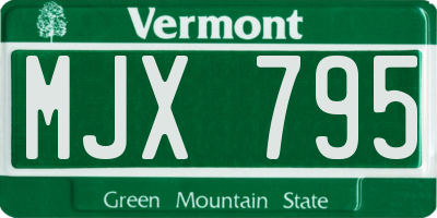 VT license plate MJX795