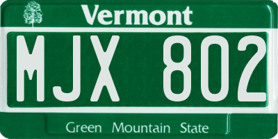 VT license plate MJX802