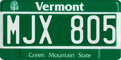VT license plate MJX805