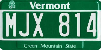 VT license plate MJX814