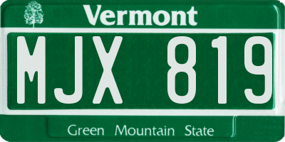 VT license plate MJX819