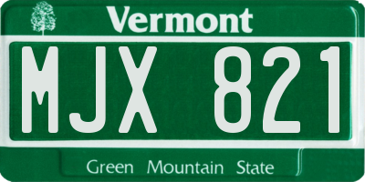 VT license plate MJX821