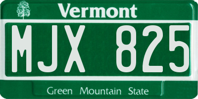 VT license plate MJX825