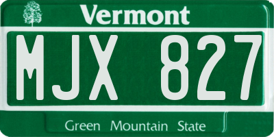 VT license plate MJX827