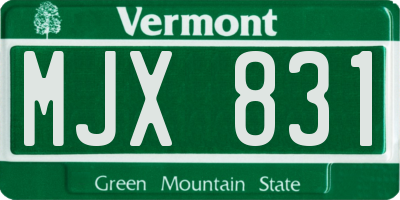 VT license plate MJX831