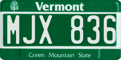 VT license plate MJX836