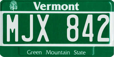 VT license plate MJX842