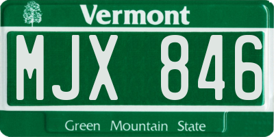 VT license plate MJX846