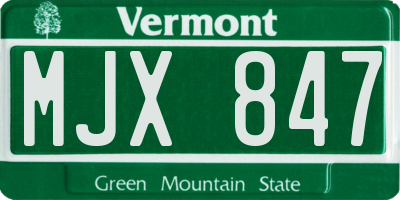 VT license plate MJX847