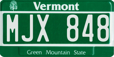 VT license plate MJX848
