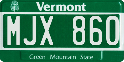 VT license plate MJX860