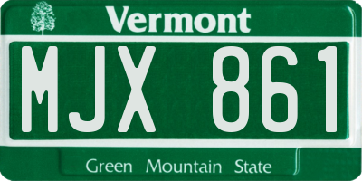 VT license plate MJX861
